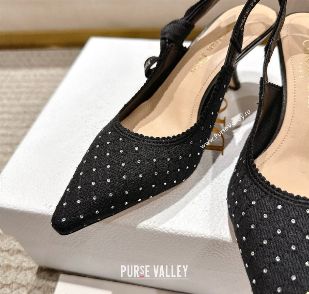 Dior JAdior Slingbacks Pump 6.5cm in Strass Microcannage Cotton Black 2025 1217 (MD-251217048)