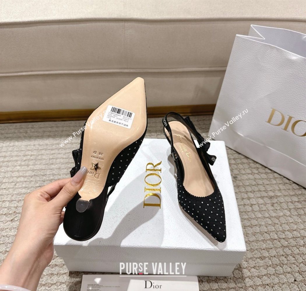 Dior JAdior Slingbacks Pump 6.5cm in Strass Microcannage Cotton Black 2025 1217 (MD-251217048)