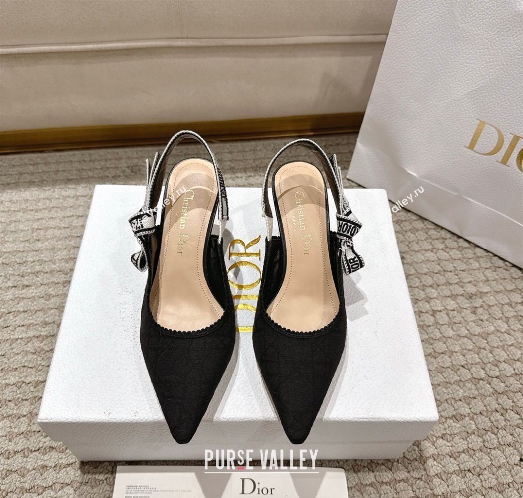 Dior JAdior Slingbacks Pumps 6.5cm in Black Technical Fabric with Cannage Motif 2025 1217 (MD-251217054)