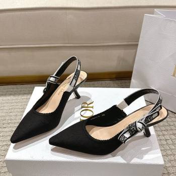 Dior JAdior Slingbacks Pumps 6.5cm in Black Technical Fabric with Cannage Motif 2025 1217 (MD-251217054)