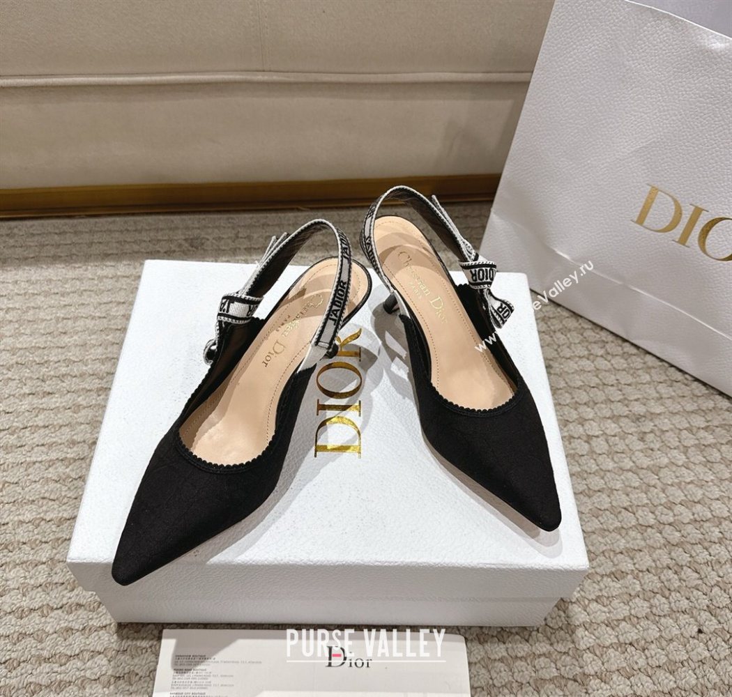 Dior JAdior Slingbacks Pumps 6.5cm in Black Technical Fabric with Cannage Motif 2025 1217 (MD-251217054)