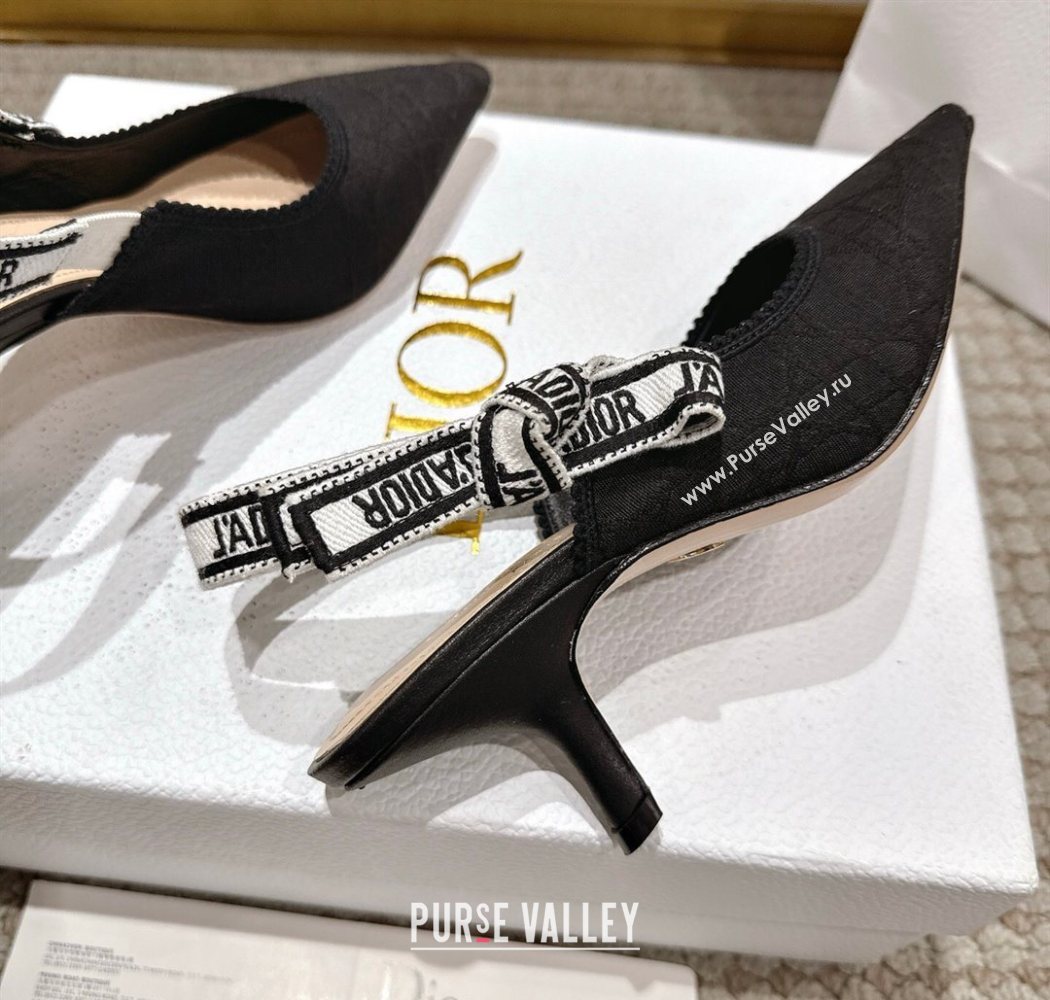 Dior JAdior Slingbacks Pumps 6.5cm in Black Technical Fabric with Cannage Motif 2025 1217 (MD-251217054)