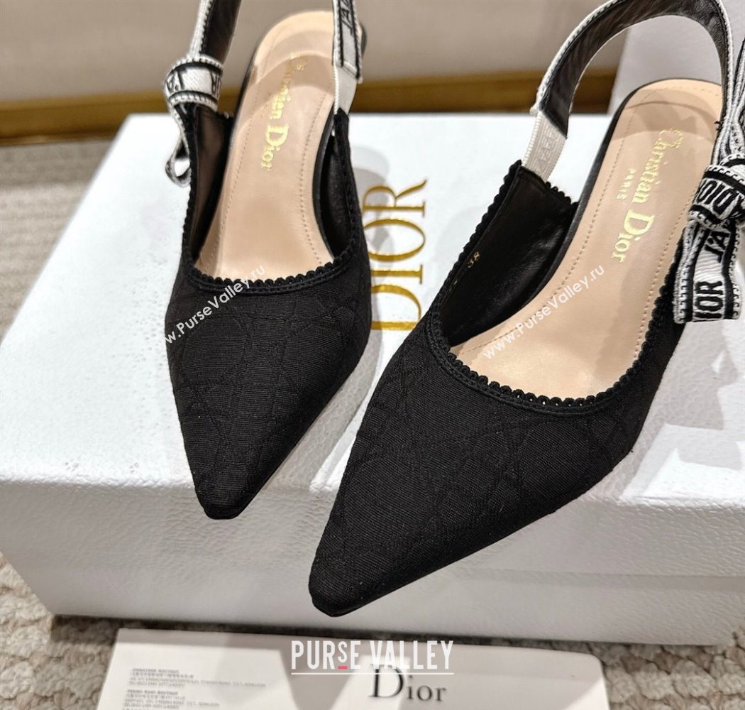 Dior JAdior Slingbacks Pumps 6.5cm in Black Technical Fabric with Cannage Motif 2025 1217 (MD-251217054)