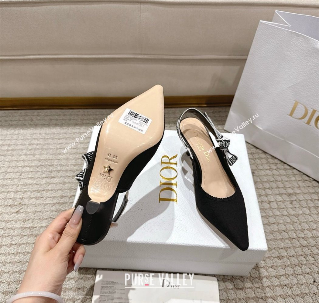 Dior JAdior Slingbacks Pumps 6.5cm in Black Technical Fabric with Cannage Motif 2025 1217 (MD-251217054)