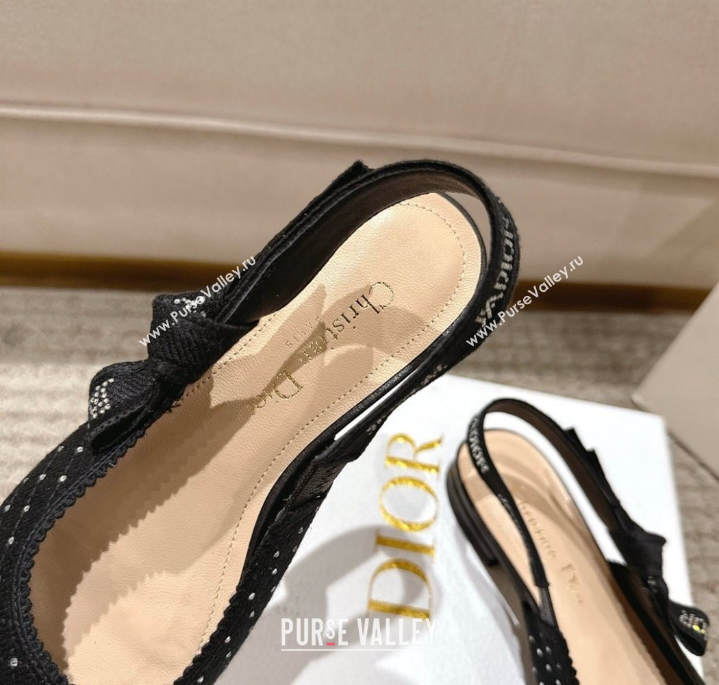 Dior JAdior Slingbacks Ballets Flat in Strass Microcannage Cotton Black 2025 1217 (MD-251217050)