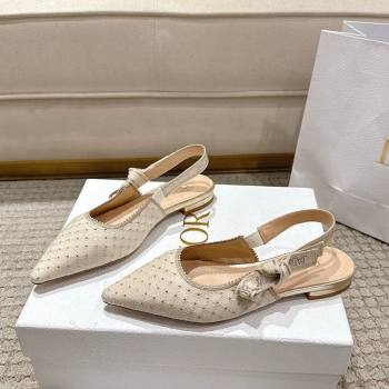 Dior JAdior Slingbacks Ballets Flat in Strass Microcannage Cotton Beige 2025 1217 (MD-251217051)