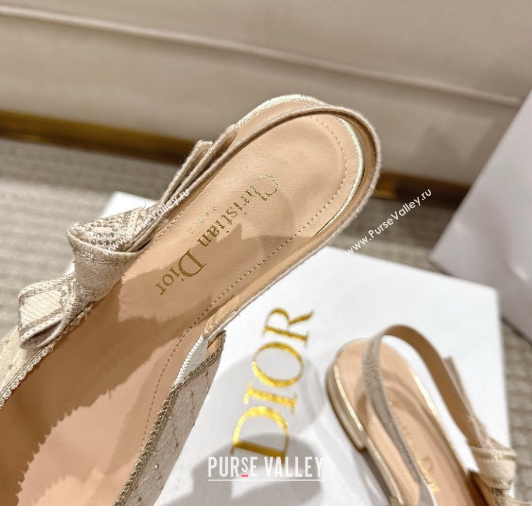 Dior JAdior Slingbacks Ballets Flat in Strass Microcannage Cotton Beige 2025 1217 (MD-251217051)