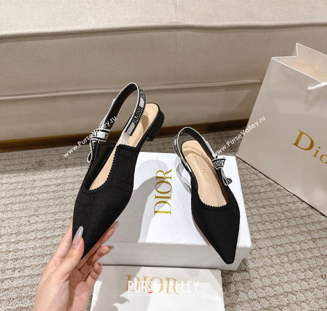Dior JAdior Slingbacks Ballets Flat in Black Technical Fabric with Cannage Motif 2025 1217 (MD-251217055)