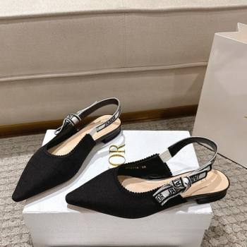 Dior JAdior Slingbacks Ballets Flat in Black Technical Fabric with Cannage Motif 2025 1217 (MD-251217055)