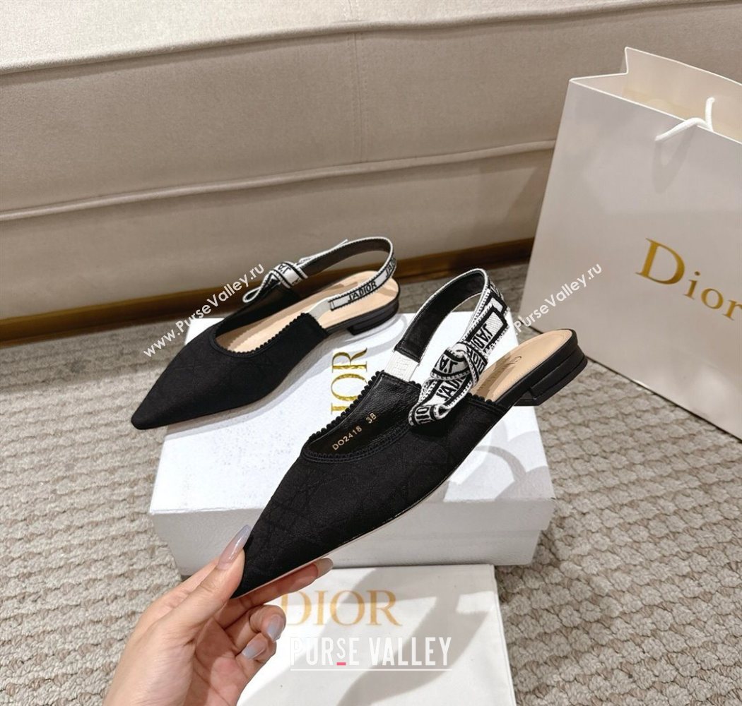 Dior JAdior Slingbacks Ballets Flat in Black Technical Fabric with Cannage Motif 2025 1217 (MD-251217055)