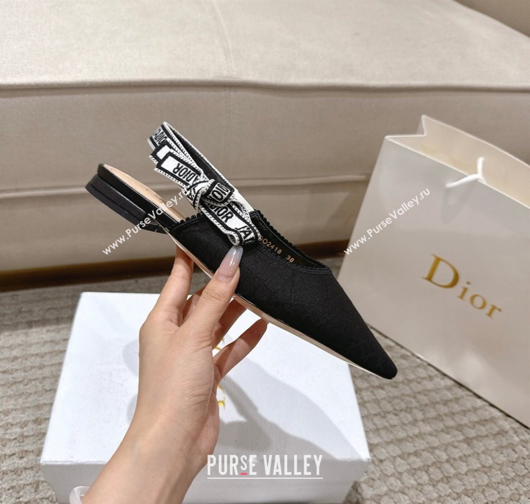 Dior JAdior Slingbacks Ballets Flat in Black Technical Fabric with Cannage Motif 2025 1217 (MD-251217055)