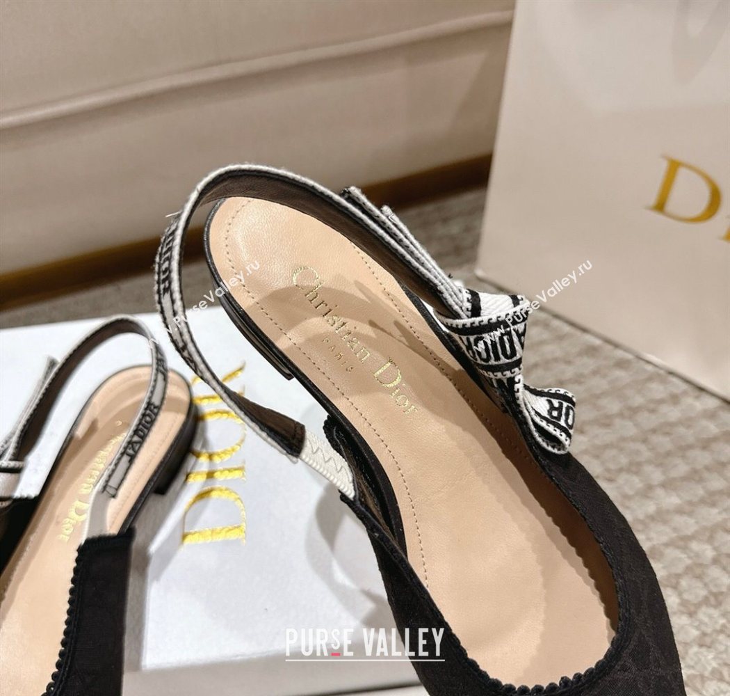 Dior JAdior Slingbacks Ballets Flat in Black Technical Fabric with Cannage Motif 2025 1217 (MD-251217055)