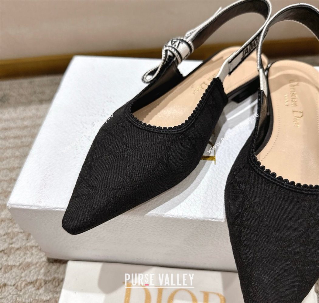 Dior JAdior Slingbacks Ballets Flat in Black Technical Fabric with Cannage Motif 2025 1217 (MD-251217055)