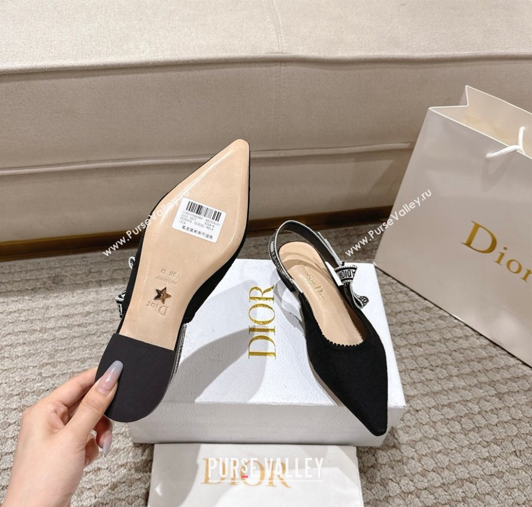 Dior JAdior Slingbacks Ballets Flat in Black Technical Fabric with Cannage Motif 2025 1217 (MD-251217055)