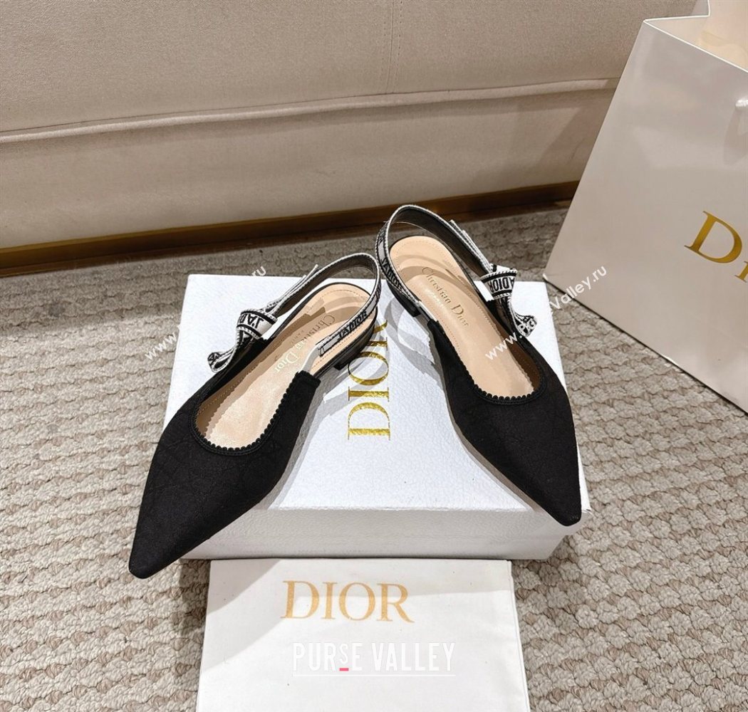Dior JAdior Slingbacks Ballets Flat in Black Technical Fabric with Cannage Motif 2025 1217 (MD-251217055)