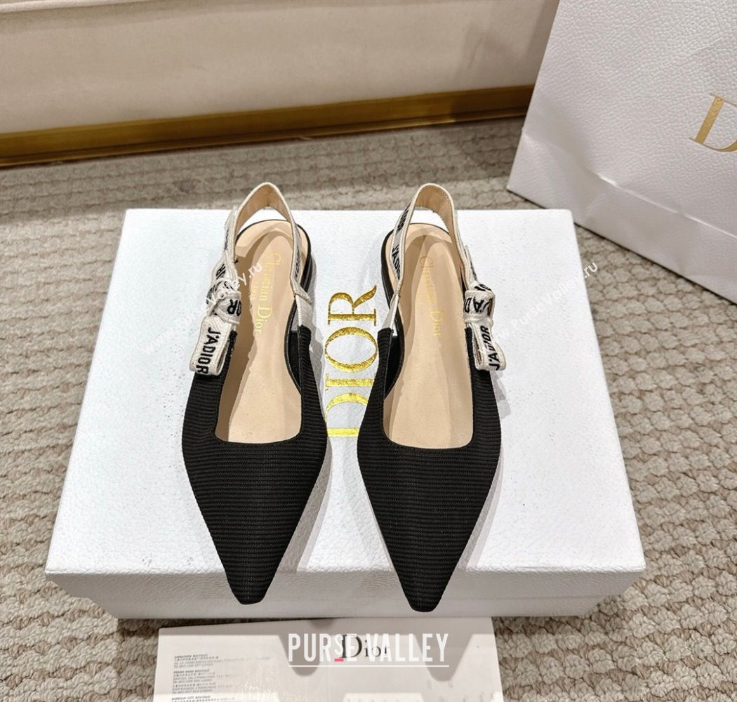 Dior JAdior Slingbacks Ballets Flat in Embroidered Cottonn Black 2025 1217 (MD-251217058)