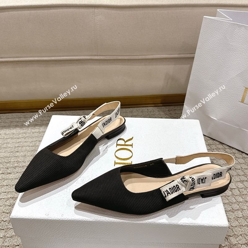 Dior JAdior Slingbacks Ballets Flat in Embroidered Cottonn Black 2025 1217 (MD-251217058)