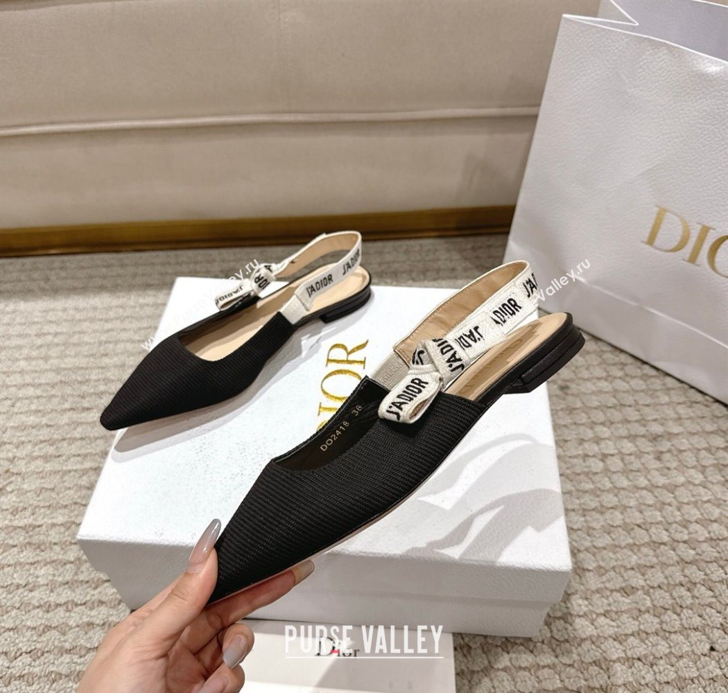 Dior JAdior Slingbacks Ballets Flat in Embroidered Cottonn Black 2025 1217 (MD-251217058)