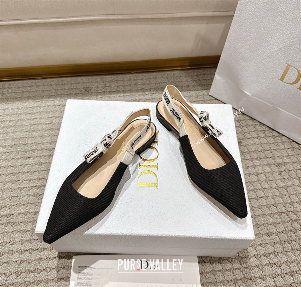 Dior JAdior Slingbacks Ballets Flat in Embroidered Cottonn Black 2025 1217 (MD-251217058)