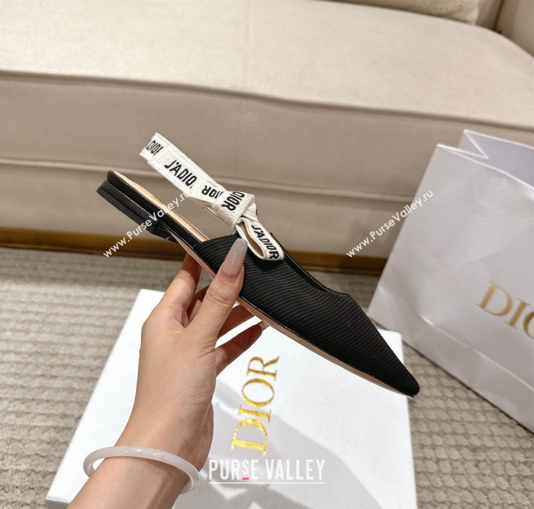Dior JAdior Slingbacks Ballets Flat in Embroidered Cottonn Black 2025 1217 (MD-251217058)