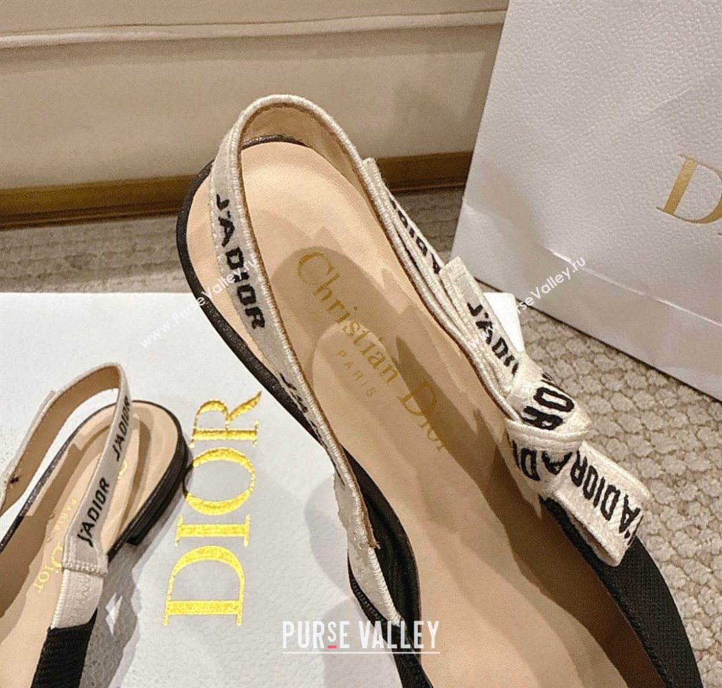 Dior JAdior Slingbacks Ballets Flat in Embroidered Cottonn Black 2025 1217 (MD-251217058)