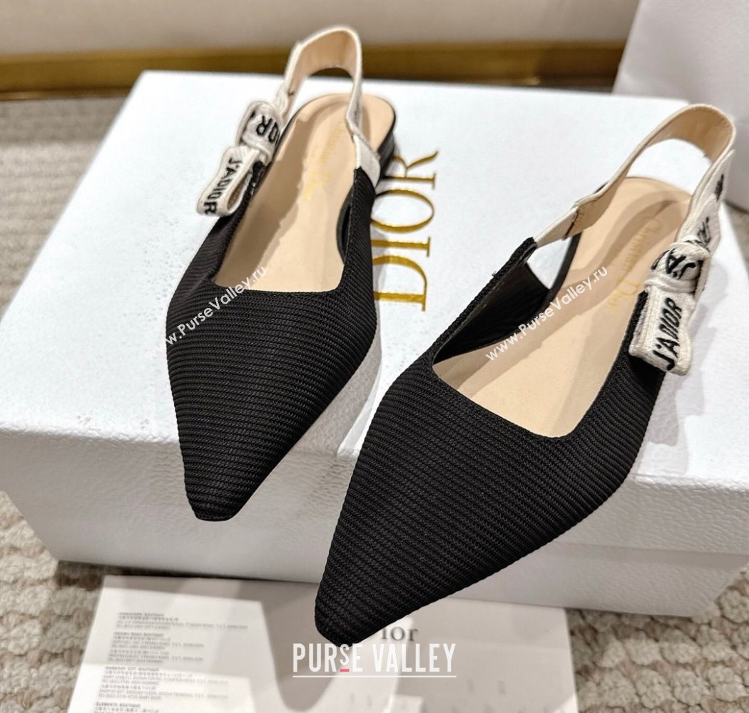 Dior JAdior Slingbacks Ballets Flat in Embroidered Cottonn Black 2025 1217 (MD-251217058)