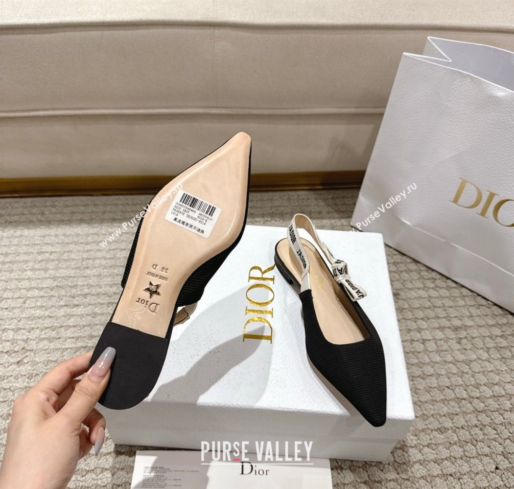 Dior JAdior Slingbacks Ballets Flat in Embroidered Cottonn Black 2025 1217 (MD-251217058)