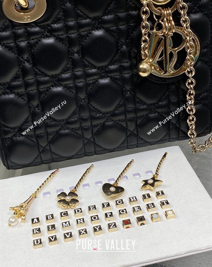 Dior Small Lady Dior My ABCDior Bag in Cannage Lambskin Leather Black 2026 DR012602 (XXG-260126006)