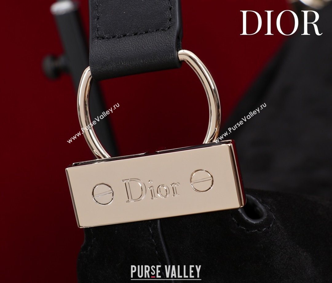 Dior Suede Medium Shoulder Bag Black/Gold 2026 M14142 (XXG-260124011)