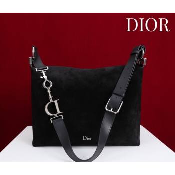 Dior Suede Medium Shoulder Bag Black/Silver 2026 M14142 (XXG-260124012)