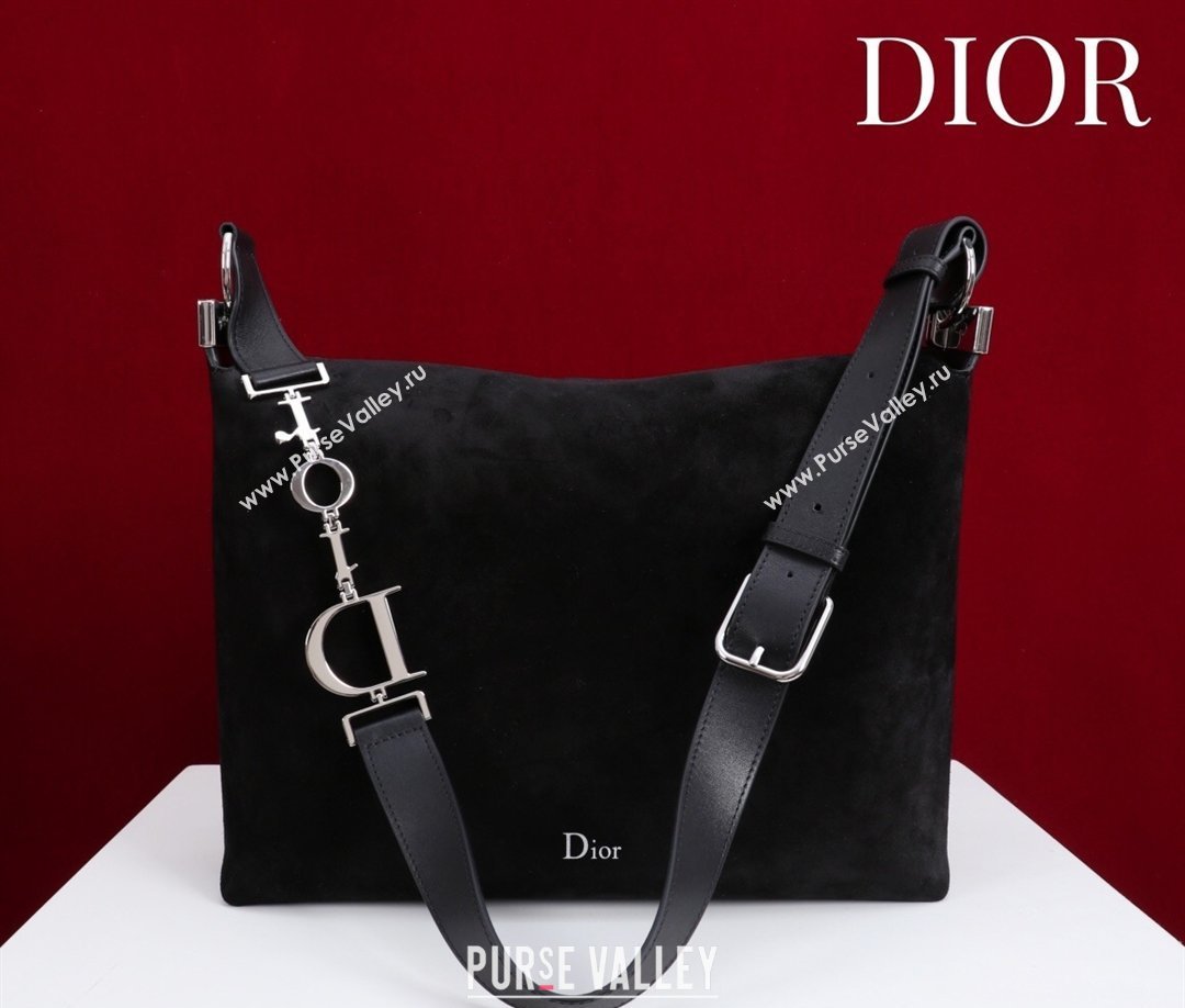 Dior Suede Medium Shoulder Bag Black/Silver 2026 M14142 (XXG-260124012)