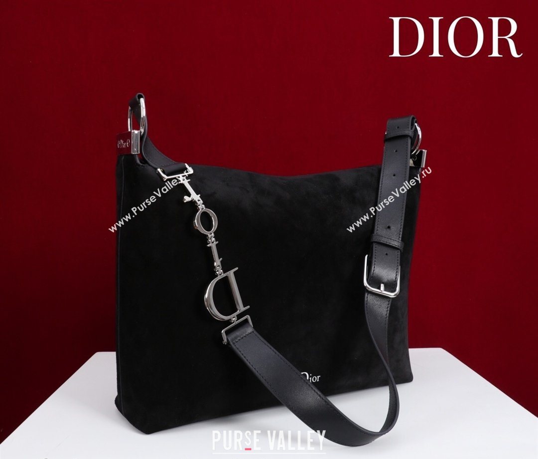 Dior Suede Medium Shoulder Bag Black/Silver 2026 M14142 (XXG-260124012)