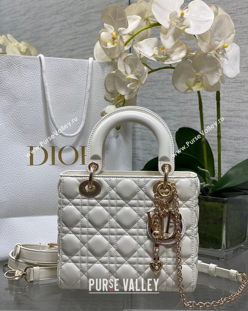 Dior Small Lady Dior My ABCDior Bag in Cannage Lambskin Leather White 2026 DR012602 (XXG-260126008)