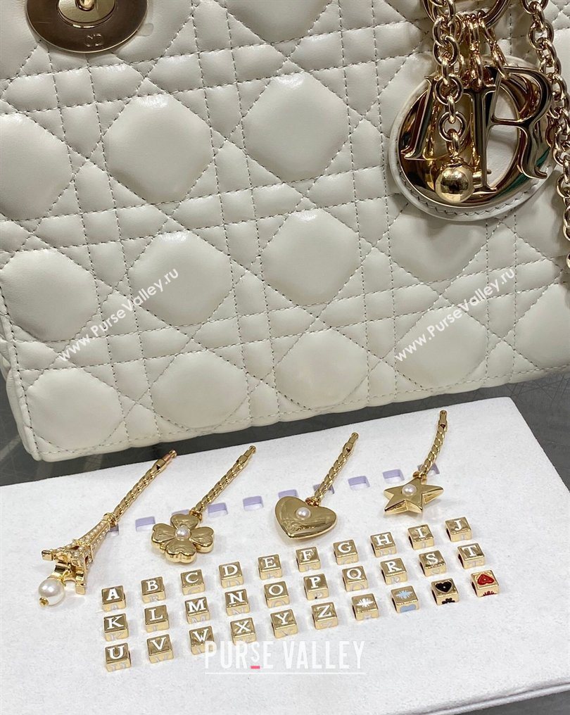 Dior Small Lady Dior My ABCDior Bag in Cannage Lambskin Leather White 2026 DR012602 (XXG-260126008)