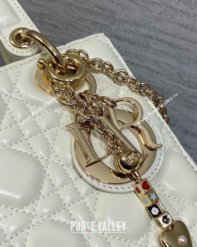 Dior Small Lady Dior My ABCDior Bag in Cannage Lambskin Leather White 2026 DR012602 (XXG-260126008)