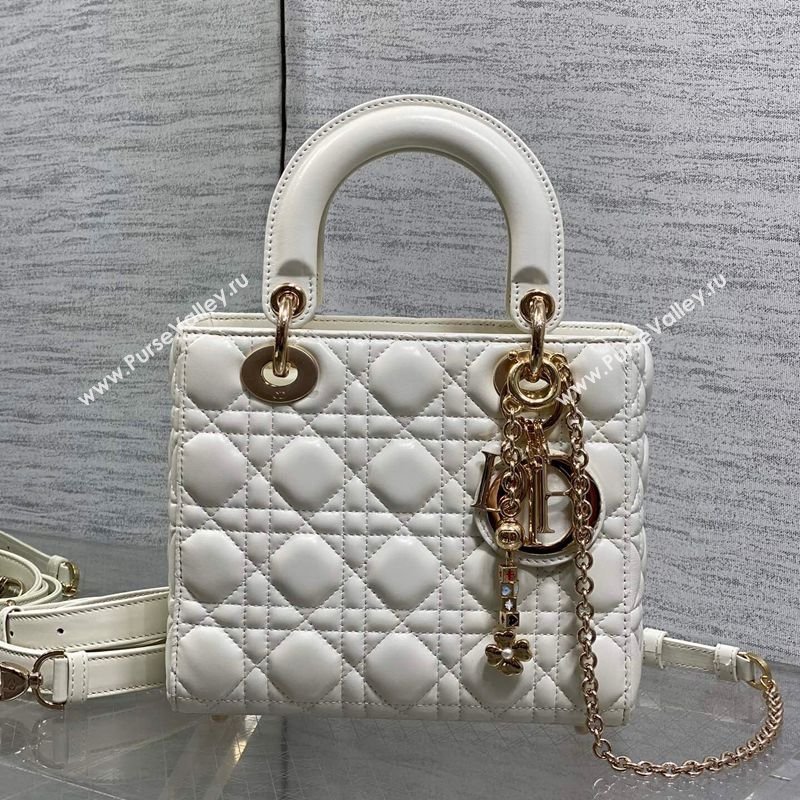 Dior Small Lady Dior My ABCDior Bag in Cannage Lambskin Leather White 2026 DR012602 (XXG-260126008)