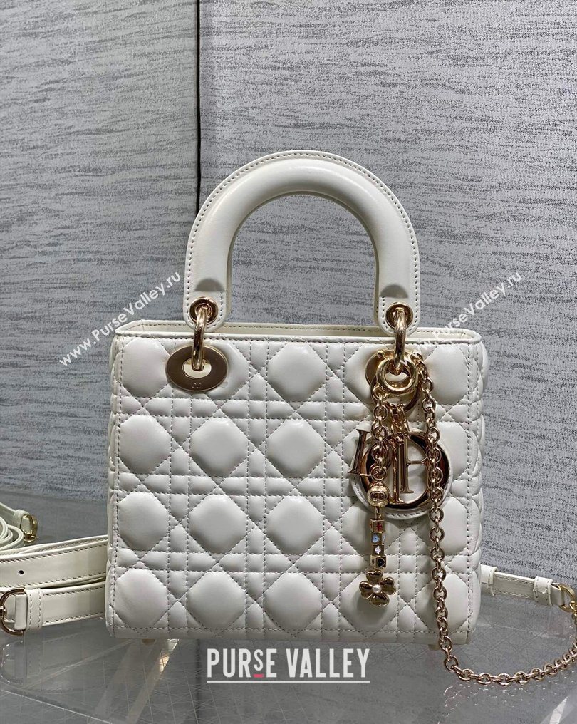 Dior Small Lady Dior My ABCDior Bag in Cannage Lambskin Leather White 2026 DR012602 (XXG-260126008)