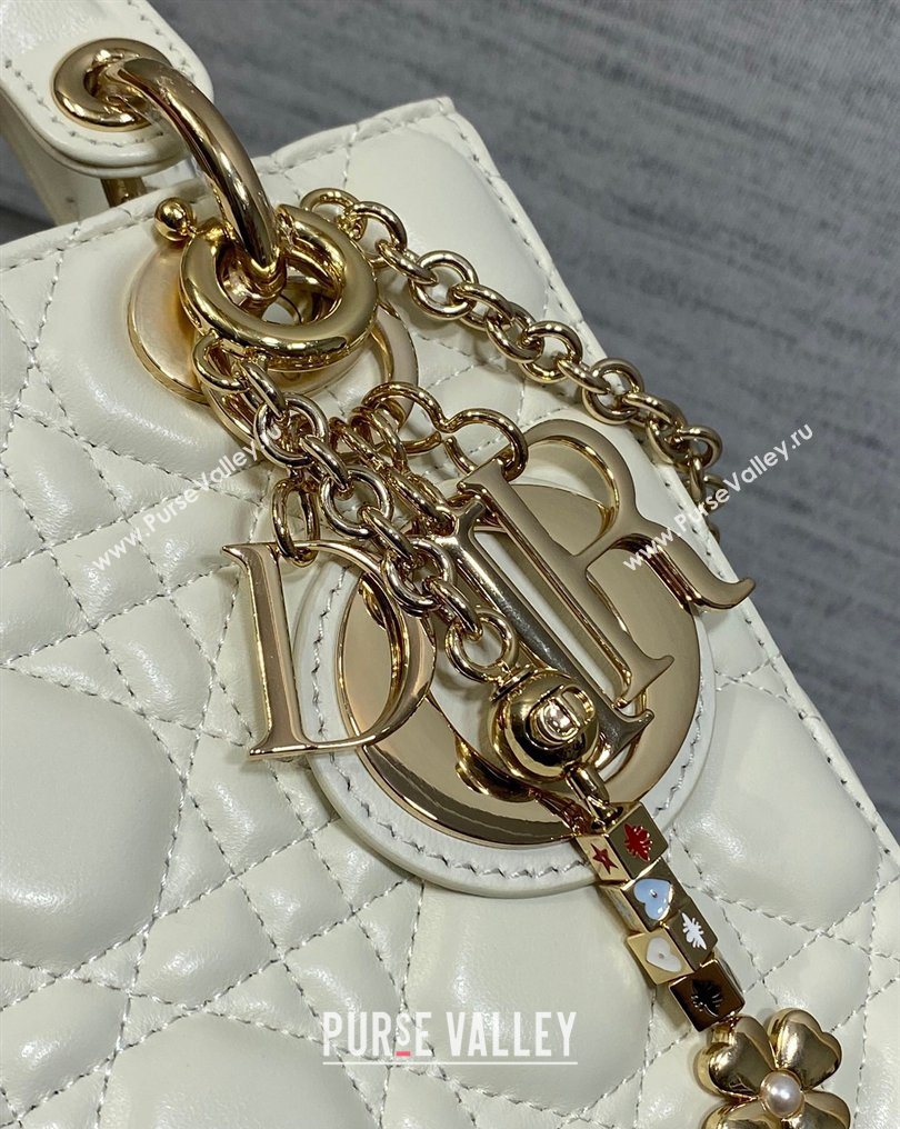 Dior Small Lady Dior My ABCDior Bag in Cannage Lambskin Leather White 2026 DR012602 (XXG-260126008)