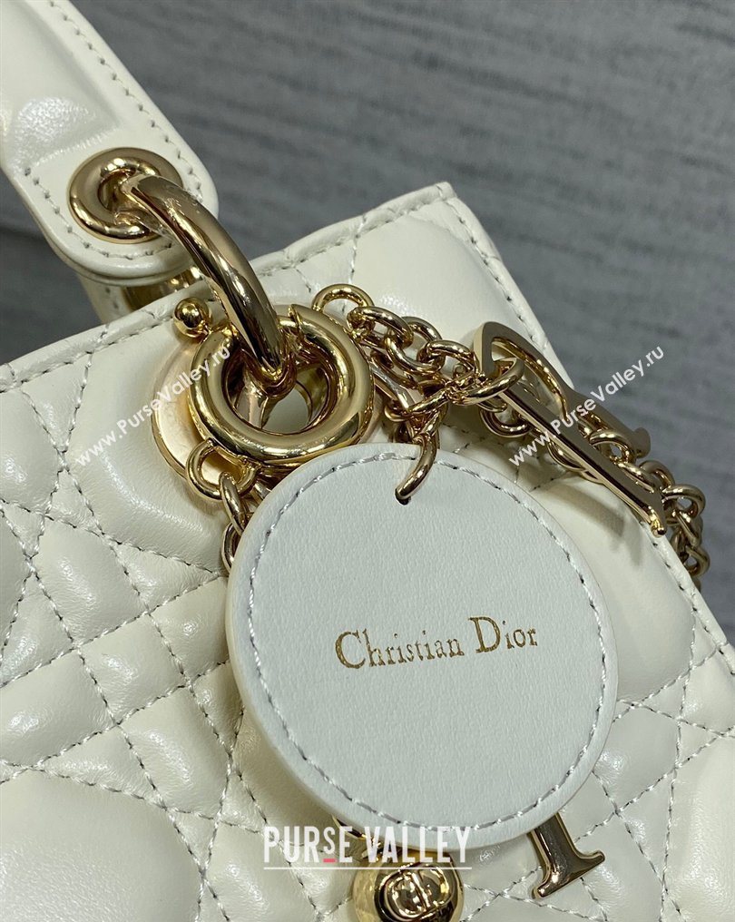 Dior Small Lady Dior My ABCDior Bag in Cannage Lambskin Leather White 2026 DR012602 (XXG-260126008)