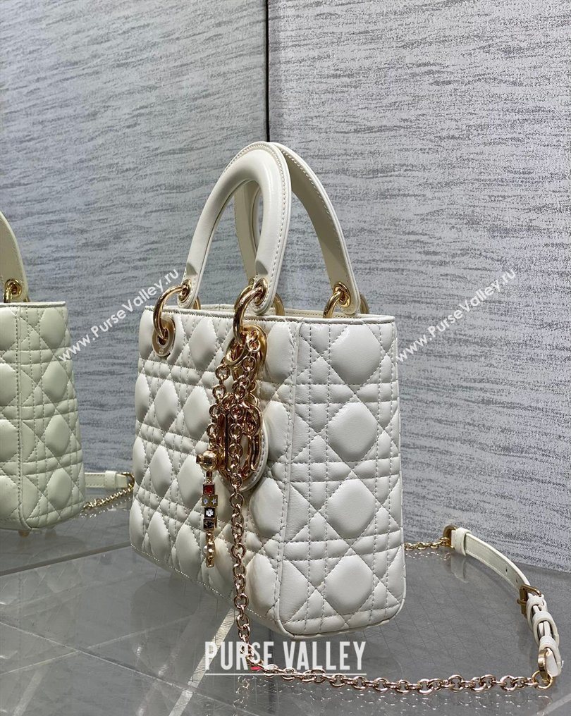 Dior Small Lady Dior My ABCDior Bag in Cannage Lambskin Leather White 2026 DR012602 (XXG-260126008)