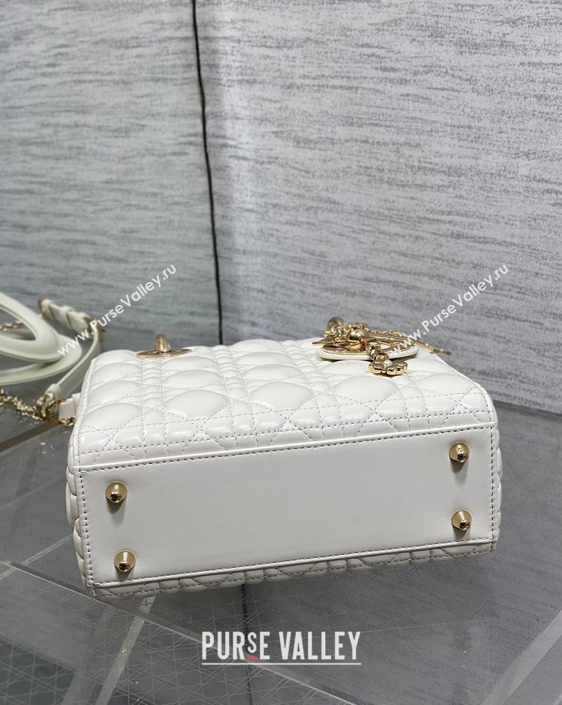 Dior Small Lady Dior My ABCDior Bag in Cannage Lambskin Leather White 2026 DR012602 (XXG-260126008)
