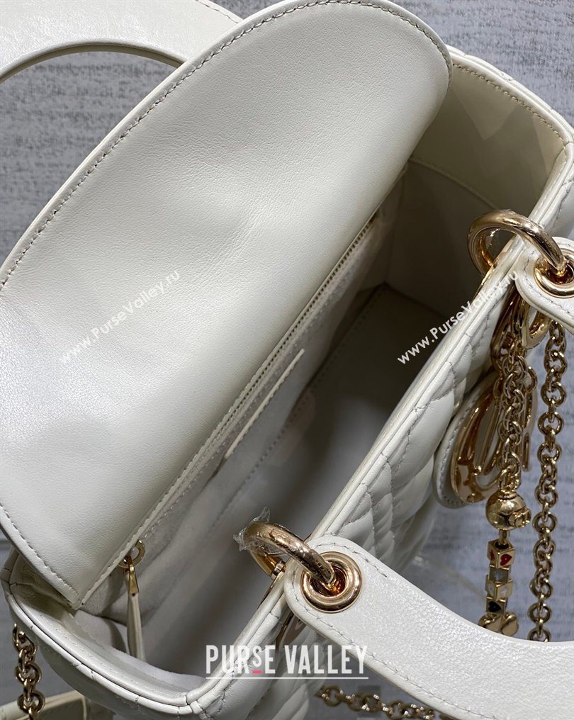 Dior Small Lady Dior My ABCDior Bag in Cannage Lambskin Leather White 2026 DR012602 (XXG-260126008)