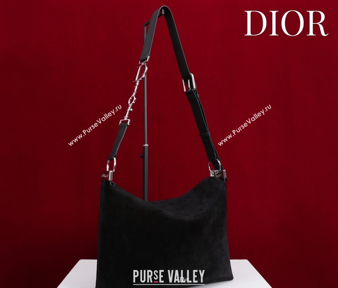Dior Suede Medium Shoulder Bag Black/Silver 2026 M14142 (XXG-260124012)