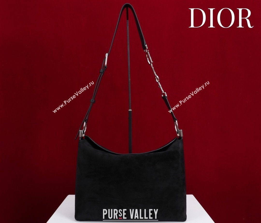 Dior Suede Medium Shoulder Bag Black/Silver 2026 M14142 (XXG-260124012)