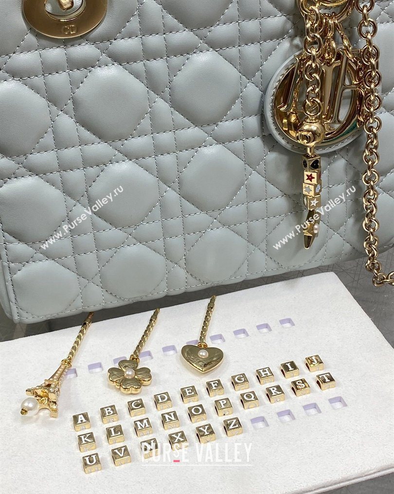 Dior Small Lady Dior My ABCDior Bag in Cannage Lambskin Leather Blue 2026 DR012602 (XXG-260126010)