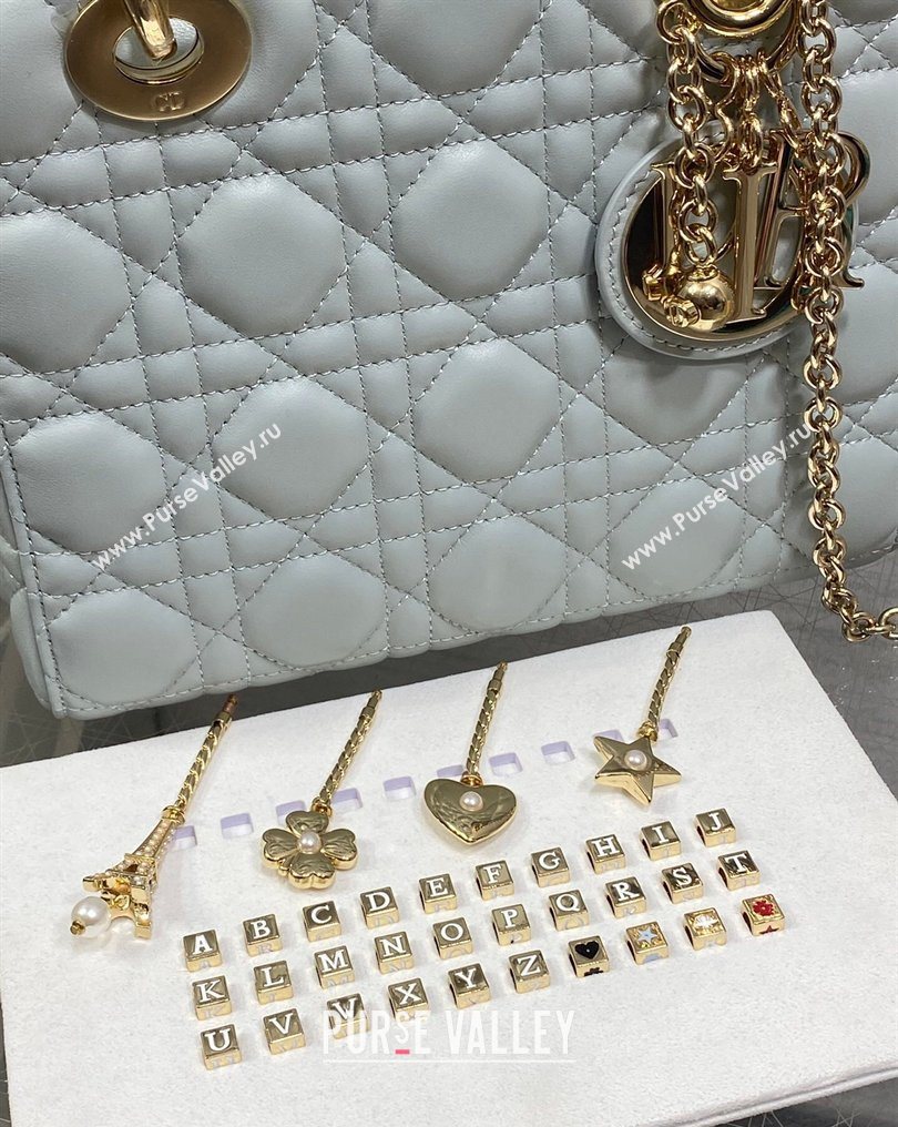 Dior Small Lady Dior My ABCDior Bag in Cannage Lambskin Leather Blue 2026 DR012602 (XXG-260126010)