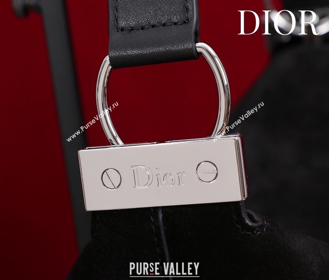 Dior Suede Medium Shoulder Bag Black/Silver 2026 M14142 (XXG-260124012)