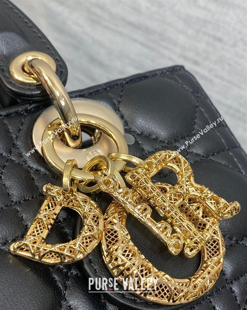 Dior Small Lady D-Joy Bag in Cannage Lambskin Leather with Openwork Charm Black 2026 DR012603 (XXG-260126016)