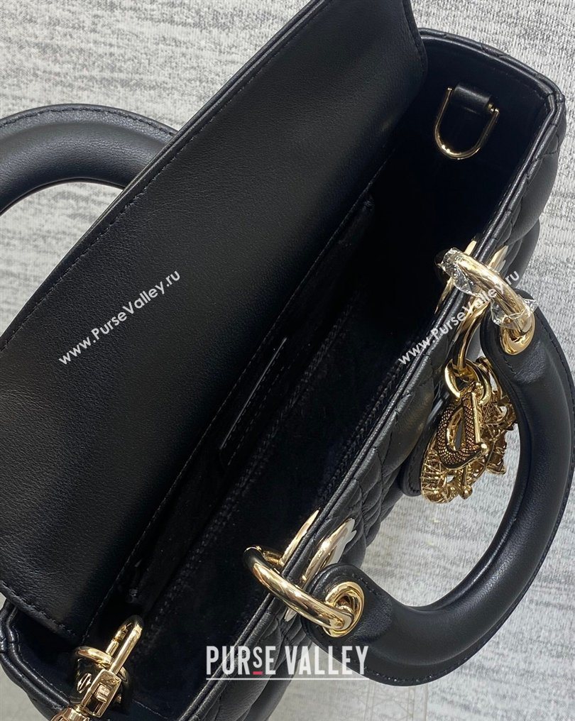 Dior Small Lady D-Joy Bag in Cannage Lambskin Leather with Openwork Charm Black 2026 DR012603 (XXG-260126016)