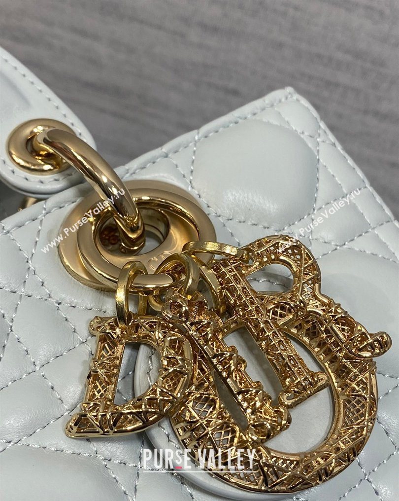 Dior Small Lady D-Joy Bag in Cannage Lambskin Leather with Openwork Charm Blue 2026 DR012603 (XXG-260126017)